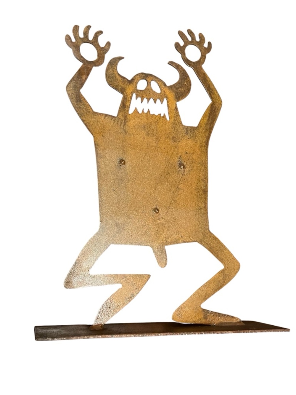 Pozzi Franzetti Sculpture Metal devil monster daemon petroglyph style Taos
